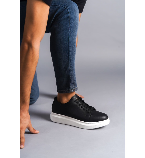 ALC Collection SLW151 Boost Bağcıklı Cilt Erkek Günlük Sneaker Ayakkabı CBT - Siyah