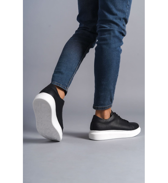 ALC Collection SLW151 Boost Bağcıklı Cilt Erkek Günlük Sneaker Ayakkabı CBT - Siyah