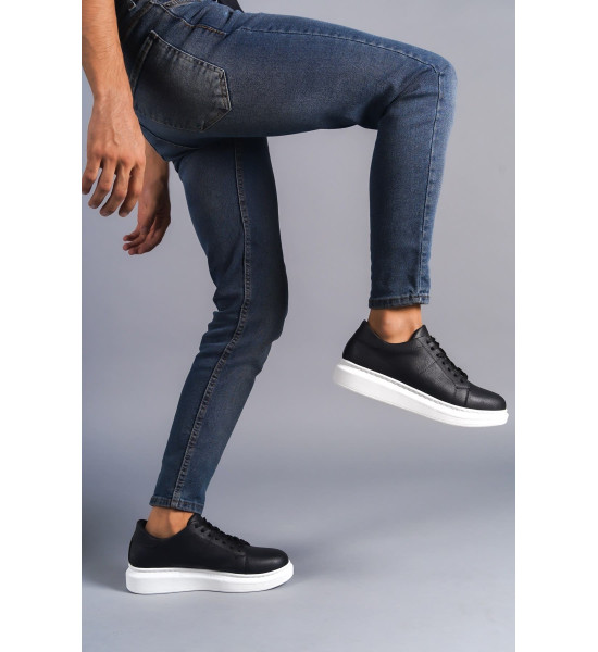ALC Collection SLW151 Boost Bağcıklı Cilt Erkek Günlük Sneaker Ayakkabı CBT - Siyah