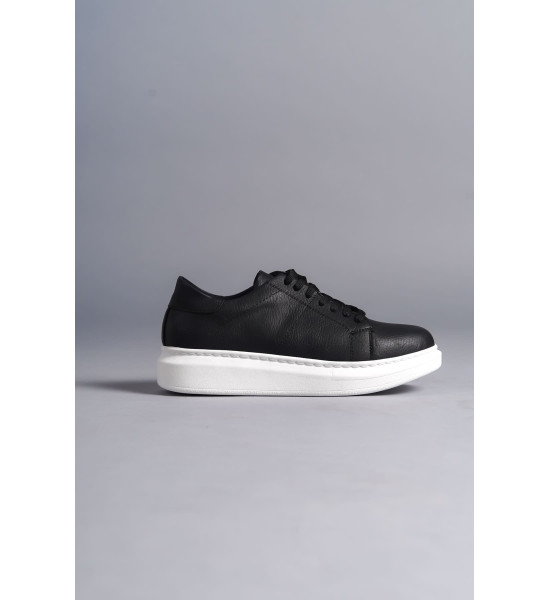 ALC Collection SLW151 Boost Bağcıklı Cilt Erkek Günlük Sneaker Ayakkabı CBT - Siyah