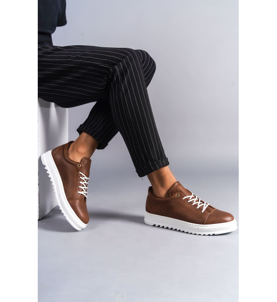 ALC Collection SLW152 Cool Bağcıklı Cilt Erkek Günlük Spor Klasik Ayakkabı CBT -  Taba