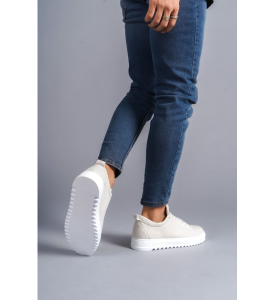 ALC Collection SLW152 Cool Bağcıklı Keten Erkek Günlük Spor Klasik Ayakkabı KBT - Beyaz