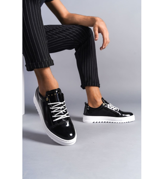 ALC Collection SLW152 Cool Bağcıklı Rugan Erkek Günlük Spor Klasik Ayakkabı RBT - Siyah