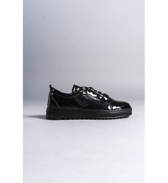 ALC Collection SLW152 Cool Bağcıklı Rugan Erkek Günlük Spor Klasik Ayakkabı RST - Siyah