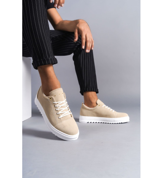 ALC Collection SLW152 Cool Bağcıklı Süet Erkek Günlük Spor Klasik Ayakkabı SBT - Krem