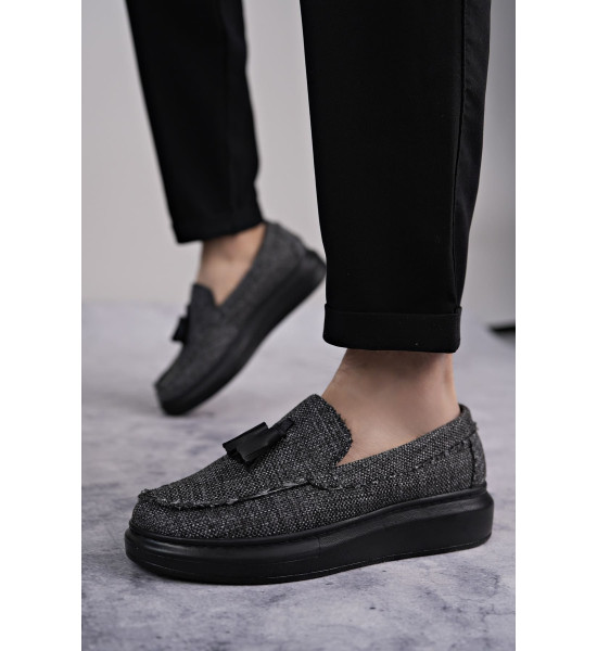 ALC Collection SLW154 Blaze Bağcıksız Püsküllü Keten Erkek Günlük Spor Klasik Ayakkabı KST - Gri