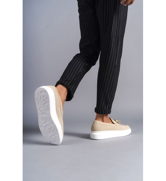 ALC Collection SLW154 Blaze Bağcıksız Püsküllü Süet Erkek Günlük Spor Klasik Ayakkabı SBT - Krem