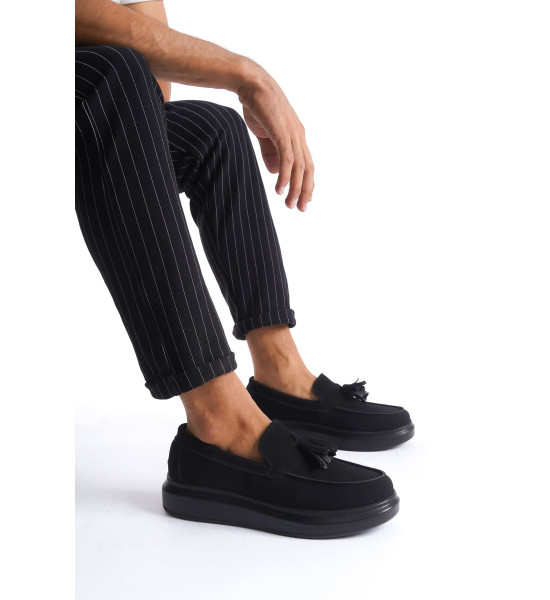 ALC Collection SLW154 Blaze Bağcıksız Püsküllü Süet Erkek Günlük Spor Klasik Ayakkabı SST - Siyah