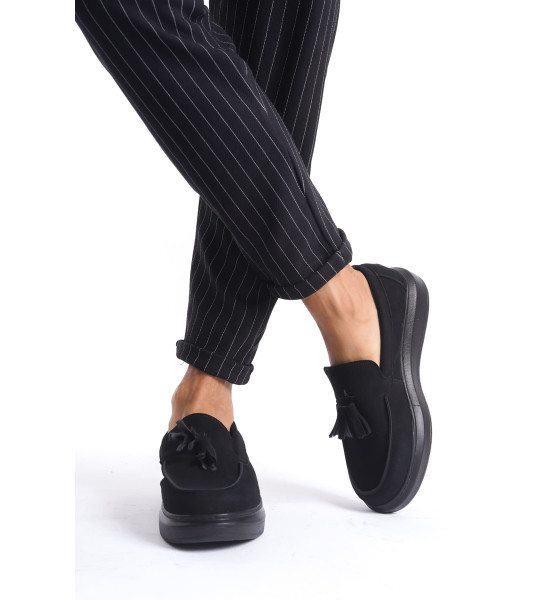 ALC Collection SLW154 Blaze Bağcıksız Püsküllü Süet Erkek Günlük Spor Klasik Ayakkabı SST - Siyah