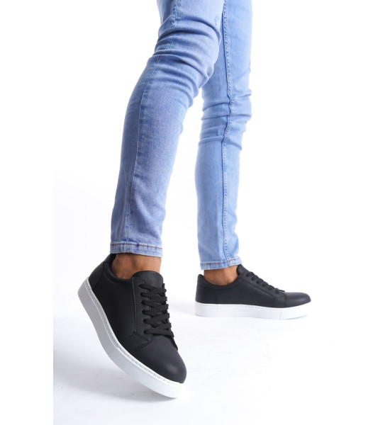 ALC Collection SLW165 Elite Bağcıklı Cilt Erkek Günlük Sneaker Ayakkabı CBT - Siyah