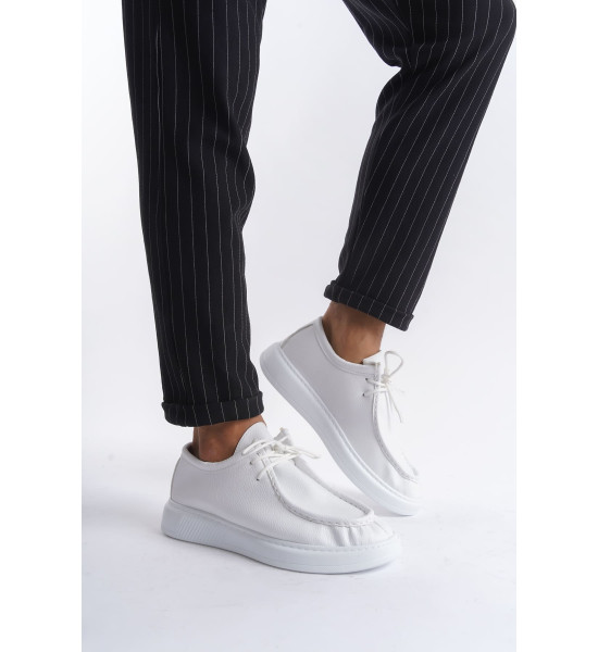 ALC Collection SLW170 Tornado Bağcıklı Cilt Erkek Günlük Spor Klasik Ayakkabı CBT - Beyaz