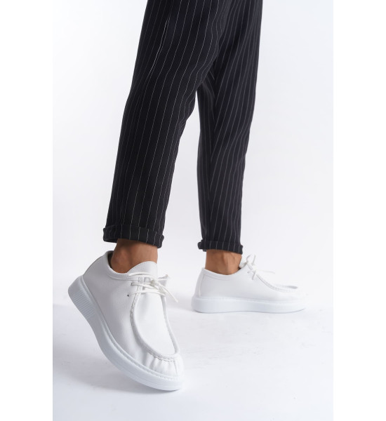 ALC Collection SLW170 Tornado Bağcıklı Cilt Erkek Günlük Spor Klasik Ayakkabı CBT - Beyaz