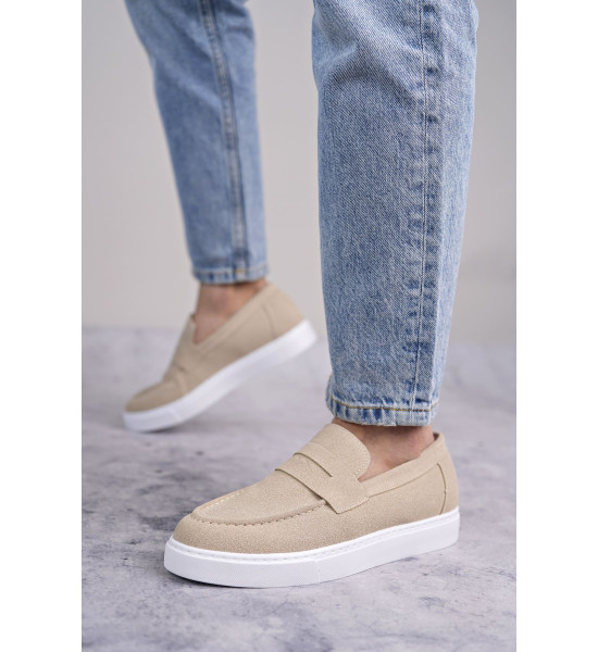 ALC Collection SLW180 Estilo X Bağcıksız Süet Erkek Günlük Spor Klasik Ayakkabı SBT - Krem