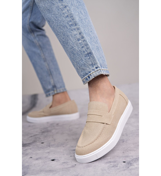 ALC Collection SLW180 Estilo X Bağcıksız Süet Erkek Günlük Spor Klasik Ayakkabı SBT - Krem