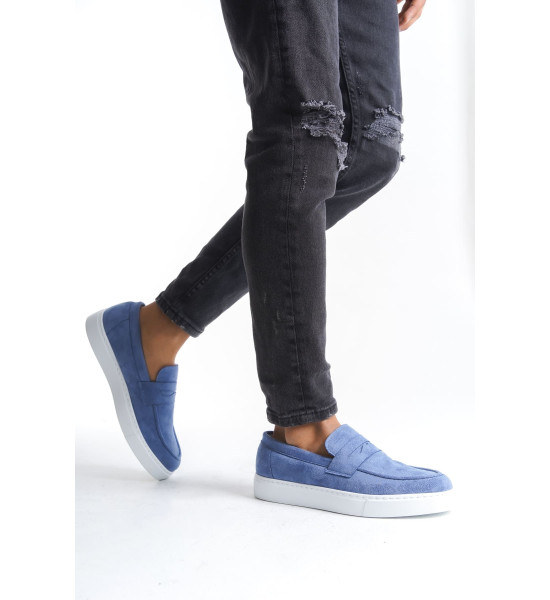 ALC Collection SLW180 Estilo X Bağcıksız Süet Erkek Günlük Spor Klasik Ayakkabı SBT - Mavi