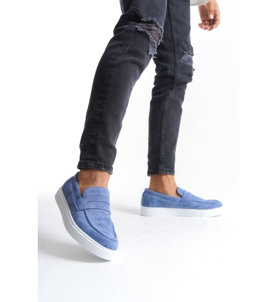 ALC Collection SLW180 Estilo X Bağcıksız Süet Erkek Günlük Spor Klasik Ayakkabı SBT - Mavi