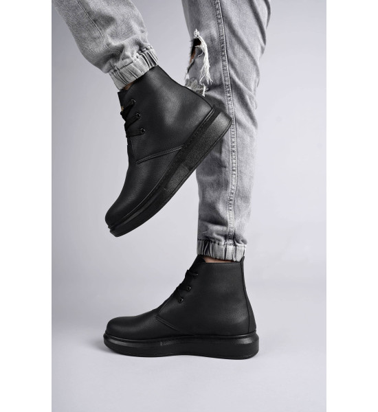 ALC Collection SLW207 Oslo Bağcıklı Cilt Erkek Günlük Spor Bot ST - Siyah