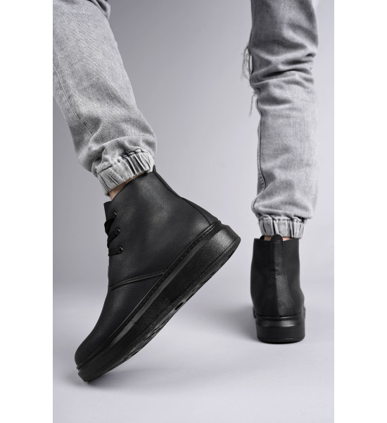 ALC Collection SLW207 Oslo Bağcıklı Cilt Erkek Günlük Spor Bot ST - Siyah