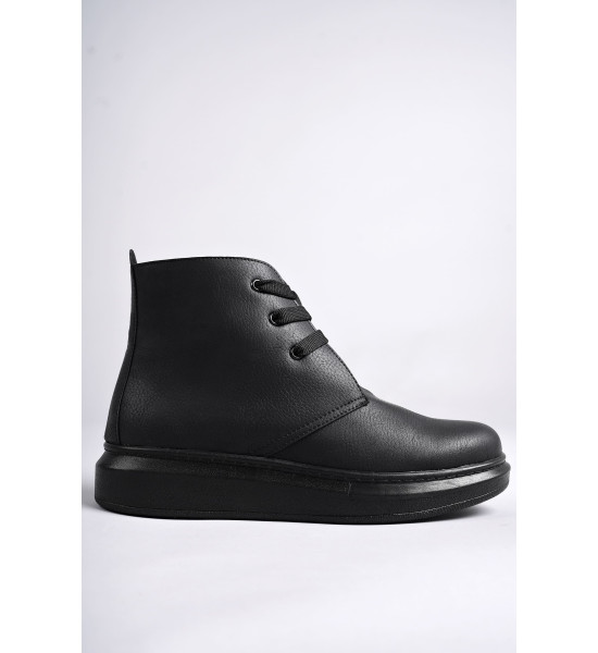 ALC Collection SLW207 Oslo Bağcıklı Cilt Erkek Günlük Spor Bot ST - Siyah