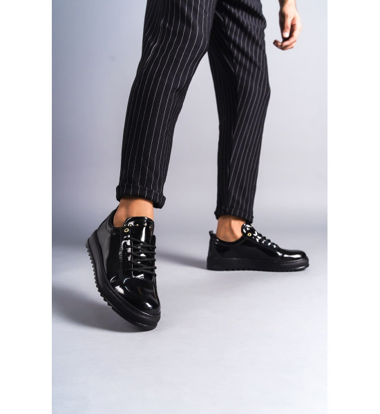 ALC Collection SLW152 Cool Bağcıklı Rugan Erkek Günlük Spor Klasik Ayakkabı RST - Siyah