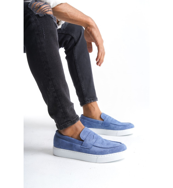 ALC Collection SLW180 Estilo X Bağcıksız Süet Erkek Günlük Spor Klasik Ayakkabı SBT - Mavi