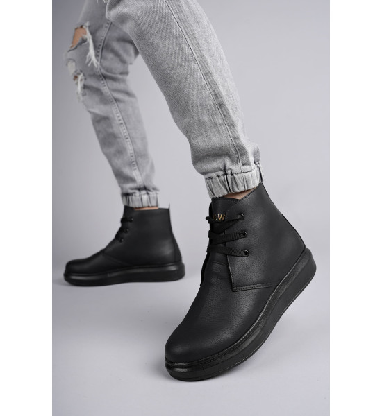 ALC Collection SLW207 Oslo Bağcıklı Cilt Erkek Günlük Spor Bot ST - Siyah