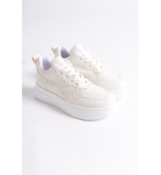 ALC Collection ALESSI Bağcıklı Ortopedik Taban Kadın Sneaker Spor Ayakkabı CBT - Kırık Beyaz