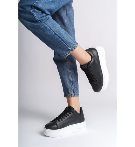 ALC Collection BIANA Bağcıklı Ortopedik Taban Kadın Sneaker Spor Ayakkabı  CBT - Siyah