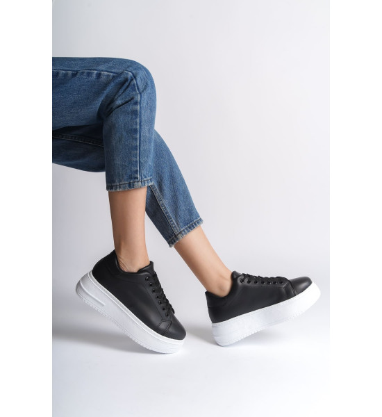 ALC Collection BIANA Bağcıklı Ortopedik Taban Kadın Sneaker Spor Ayakkabı  CBT - Siyah