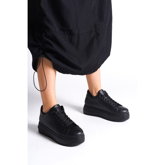 ALC Collection BIANA Bağcıklı Ortopedik Taban Kadın Sneaker Spor Ayakkabı ST - Siyah