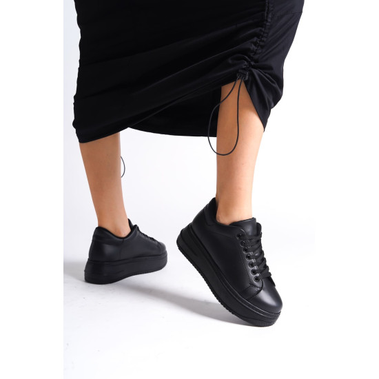 ALC Collection BIANA Bağcıklı Ortopedik Taban Kadın Sneaker Spor Ayakkabı ST - Siyah