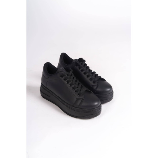 ALC Collection BIANA Bağcıklı Ortopedik Taban Kadın Sneaker Spor Ayakkabı ST - Siyah