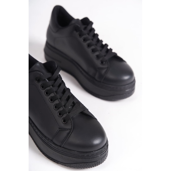 ALC Collection BIANA Bağcıklı Ortopedik Taban Kadın Sneaker Spor Ayakkabı ST - Siyah