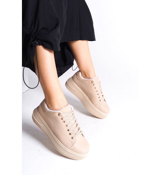 ALC Collection BIANA Bağcıklı Ortopedik Taban Kadın Sneaker Spor Ayakkabı CTT - Ten