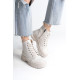 ALC Collection BLOOM Bağcıklı Fermuarlı Ortopedik Taban Kadın Bot  CKT - Krem