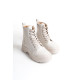 ALC Collection BLOOM Bağcıklı Fermuarlı Ortopedik Taban Kadın Bot  CKT - Krem