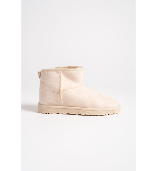 ALC Collection JOLIE Bağcıksız Düz Taban İçi Kürklü Kısa Süet Kadın Bot SKT - Krem