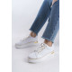 ALC Collection MINA Bağcıklı Ortopedik Taban Kadın Sneaker Spor Ayakkabı CBT - Beyaz/Altın