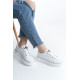 ALC Collection MINA Bağcıklı Ortopedik Taban Kadın Sneaker Spor Ayakkabı  CBT - Beyaz/Gümüş