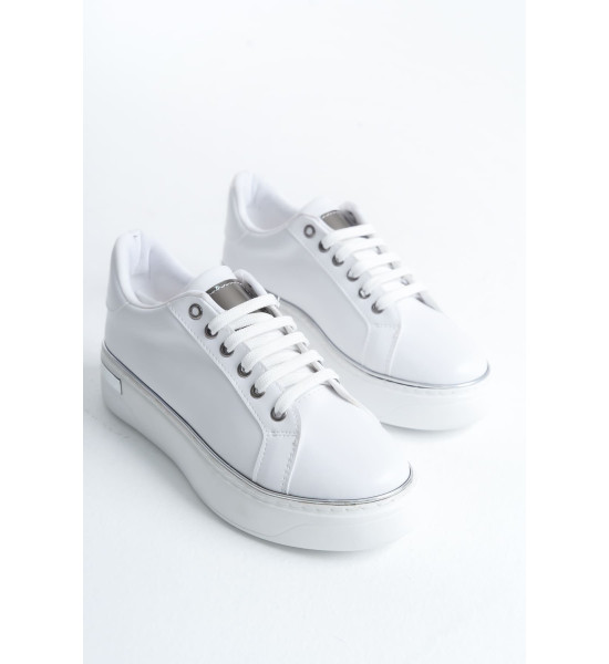 ALC Collection MINA Bağcıklı Ortopedik Taban Kadın Sneaker Spor Ayakkabı  CBT - Beyaz/Gümüş