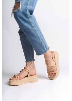 NATALIE İnce Tokalı Şerit Detaylı Ortopedik Taban Kadın Sandalet CTT - Ten
