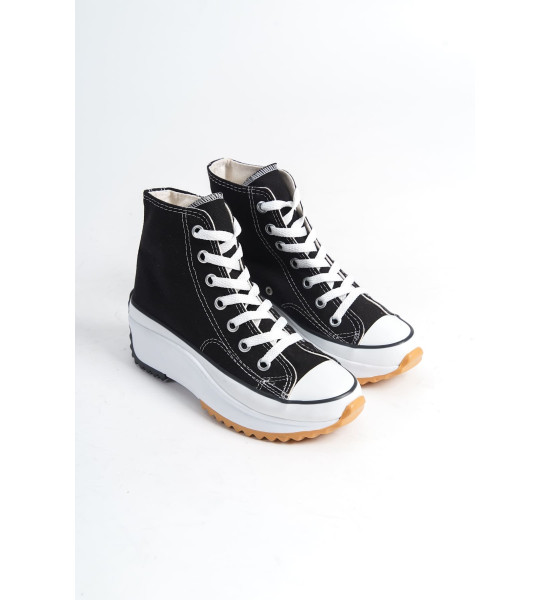 ALC Collection ROMA Bağcıklı Ortopedik Taban Kadın Sneaker Spor Ayakkabı  TBT - Siyah