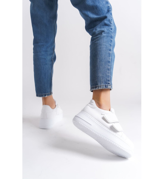 ALC Collection VALENCIA Bağcıksız Cırt Cırtlı Ortopedik Taban Kadın Sneaker Spor Ayakkabı CBT - Beyaz