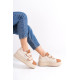 ALC Collection VALENCIA Bağcıksız Cırt Cırtlı Ortopedik Taban Kadın Sneaker Spor Ayakkabı CTT - Ten/Kahve