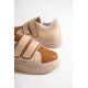 ALC Collection VALENCIA Bağcıksız Cırt Cırtlı Ortopedik Taban Kadın Sneaker Spor Ayakkabı CTT - Ten/Kahve