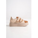 ALC Collection VALENCIA Bağcıksız Cırt Cırtlı Ortopedik Taban Kadın Sneaker Spor Ayakkabı CTT - Ten/Kahve