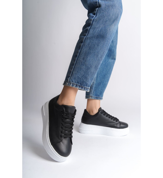 ALC Collection BIANA Bağcıklı Ortopedik Taban Kadın Sneaker Spor Ayakkabı  CBT - Siyah