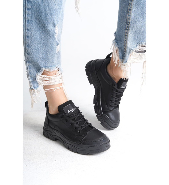 ALC Collection JANE Bağcıklı Ortopedik Taban Kadın Sneaker Spor Ayakkabı  CST - Siyah