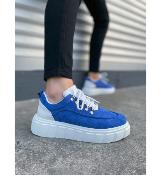 ALC Collection JY010 Cloud Bağcıklı Süet Erkek Günlük Sneaker Ayakkabı SBT - Mavi/Beyaz