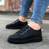 JY026 Astor Erkek Günlük Lastikli Cilt Spor Sneaker Ayakkabı CST - Siyah